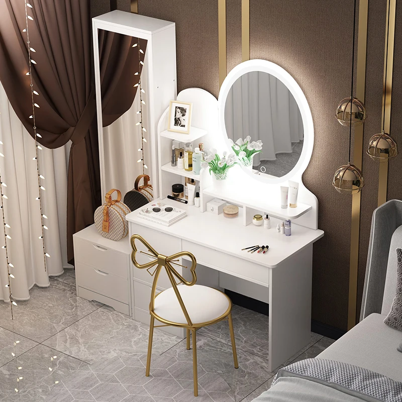 Modern Makeup Cabinet, Simple Table, Small Apartment Dressing Table, Lighted Master Bedroom, Dressing Table, Storage Cabinet