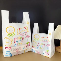 50pcs/pack Plastic Bag Kitchen Storage Organization Packaging Supermarket Grocery Shopping Gifts Birthday Cute Cartoon Pattern
