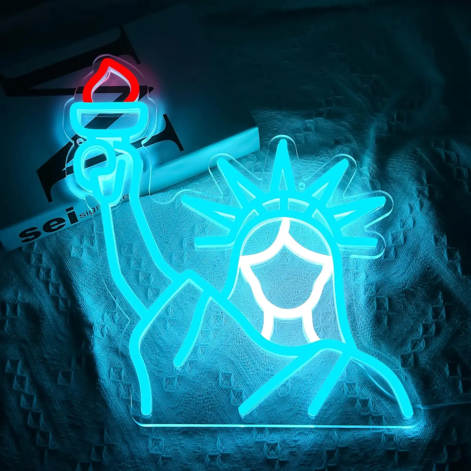 Statue Liberty Neon Sign LED Wall Light Dimmable USB for American Bar Club Man Cave Garage Living Room Home Party Gift Decor