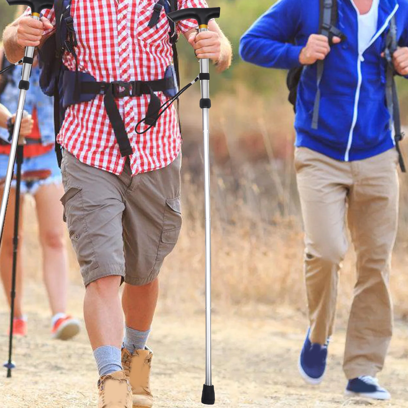 

Aluminum Alloy Telescopic Walking Cane Adjustable Non-Slip Hiking Stick Durable Trekking Pole Outdoor Climbing Wand