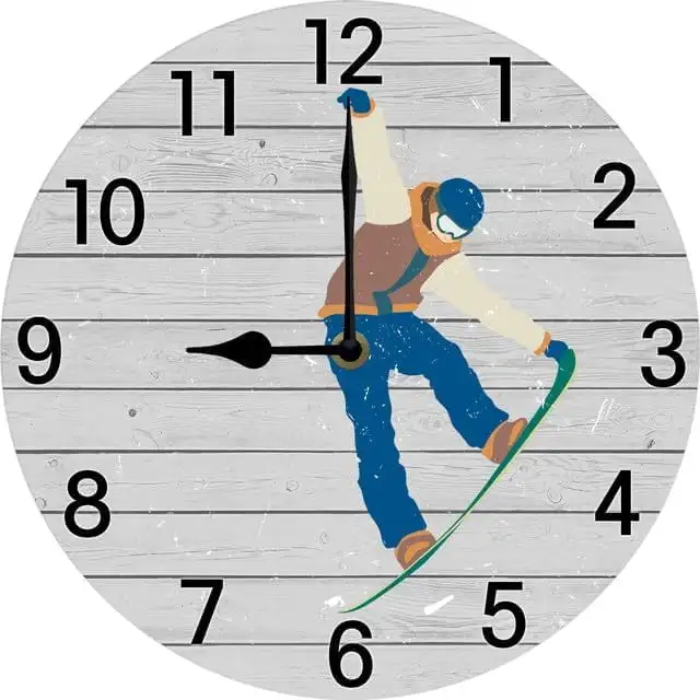 Skier Wall Clock Ski Lodge Wood Clock Skiing Themed Wall Decor Gift For Ski Lover Father's Day Gift for Dad 10 inch Small
