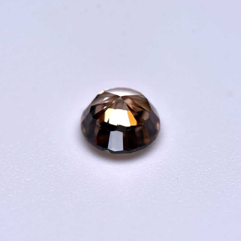 Synthetischer Edelstein Top Crushed Ice Cut Kubischer Zirkonia Runde Form Champagnerfarbe 4K Schliff 5A+ Qualität für Schmuckherstellung – Detail 2