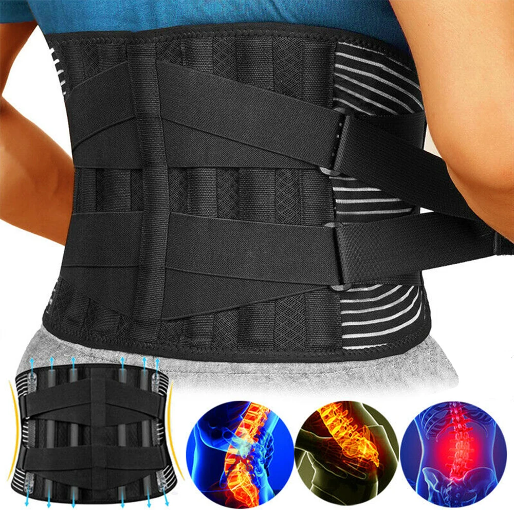 Breathable Waist Braces Back Support Belt  Anti-skid Lumbar Support Belt  with 16-hole Mesh for Lower Back Pain Relief, Sciatica