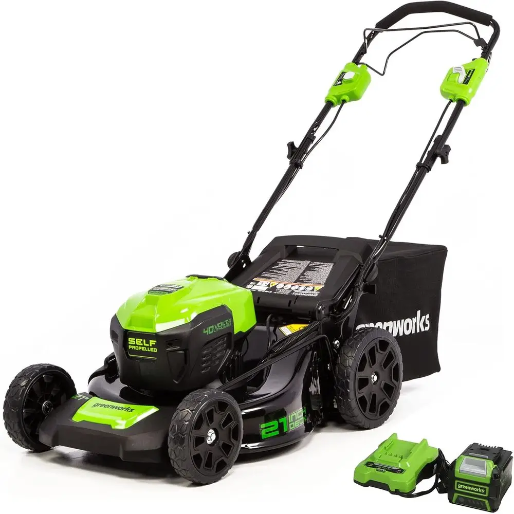 

21 40V Self-Propelled Cordless Lawn Mower with 75+ Tool Compatibility, 5.0Ah Battery and Charger