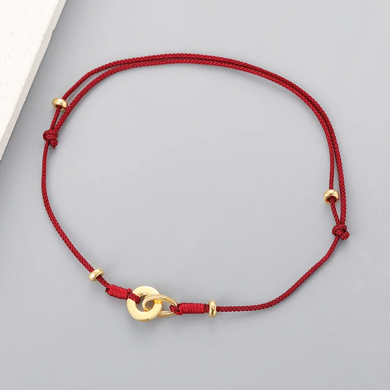 La Monada 13-21 cm 925 Silver Rope Bracelets Women Circle Loop Red Thread Line String Bracelets For Women Girls