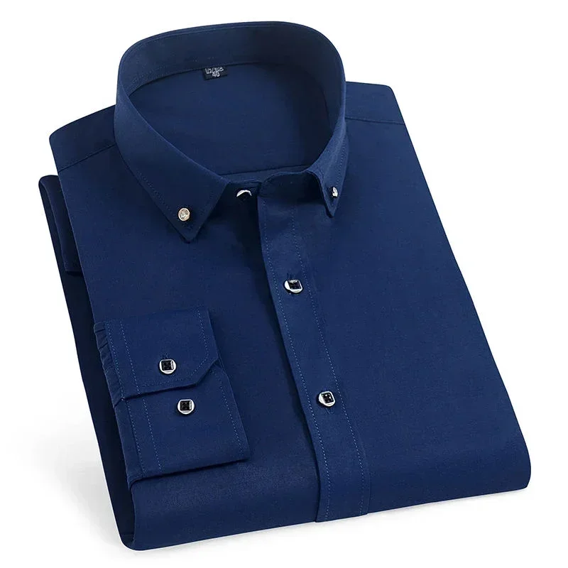 New Mens French Cufflinks Shirt Long Sleeve Casual Solid Male Brand Shirts Slim Fit French Cuff Luxury Dress Button Up Shirts