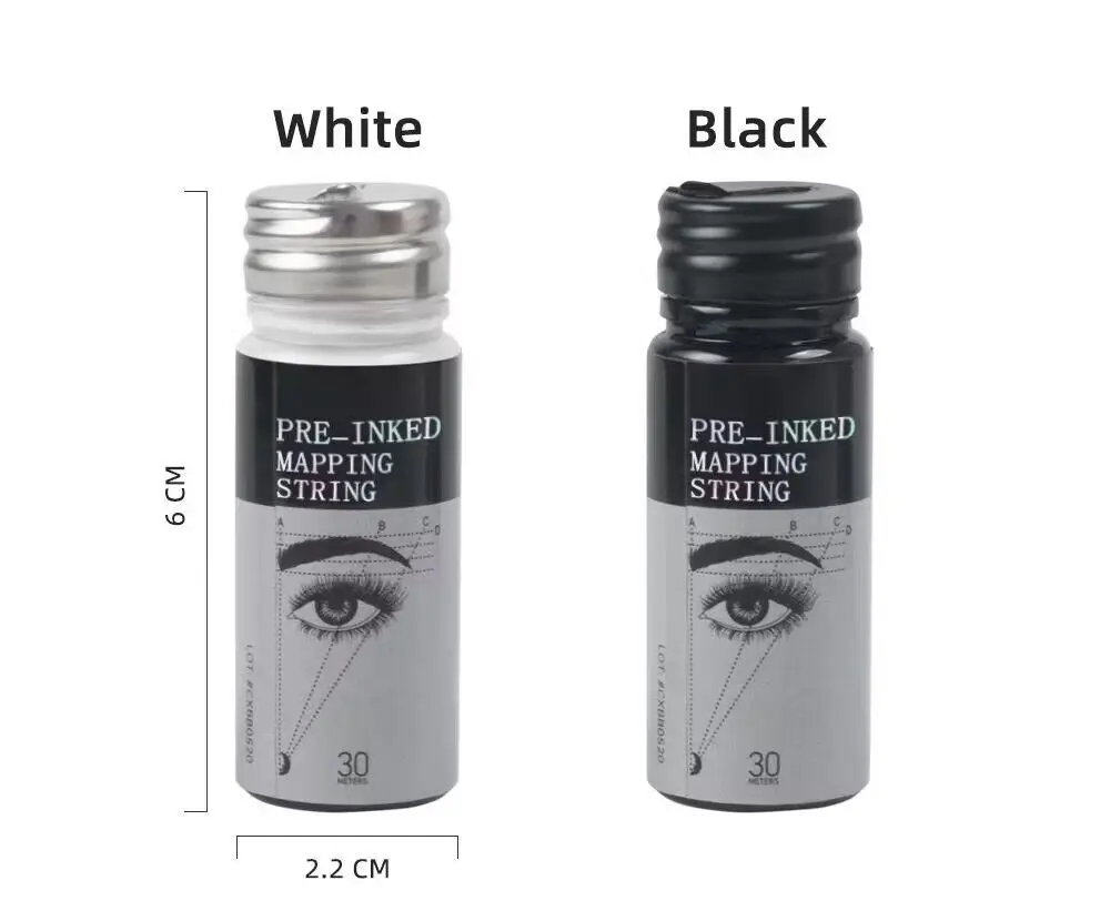 1 Stück 30m Schwarz/Weiß Microblading Mapping-Schnur, vorgefärbter Augenbrauen-Markierungsfaden, Tattoo-Brows vorgefärbte PMU-Mapping-Schnur – Detail 6