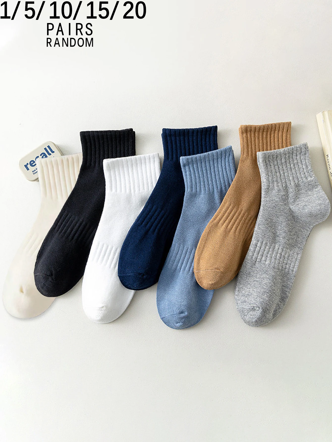 

1/5/10/15/20 pairs random of retro solid color girdling Women's Mid-Calf Socks