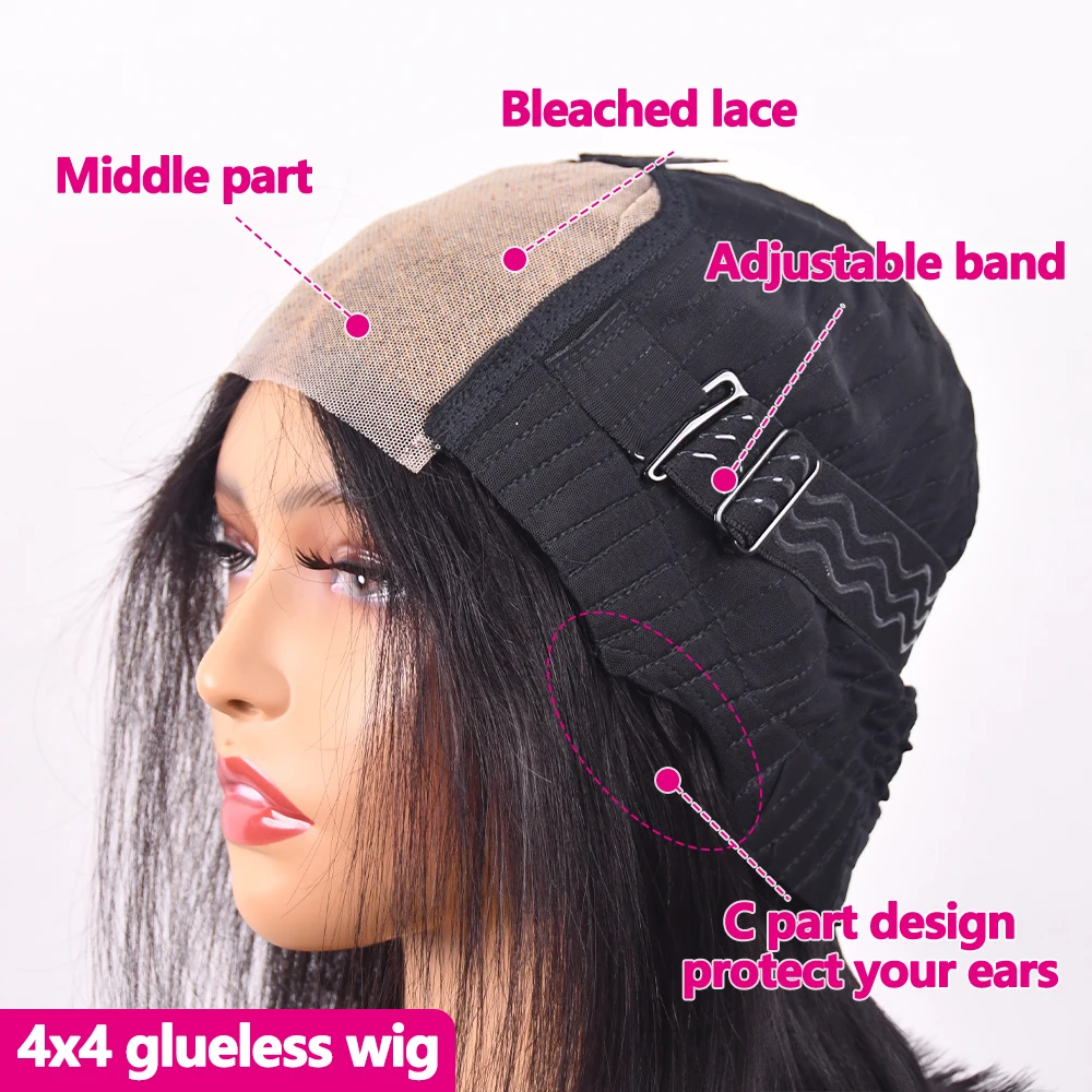 شعر مستعار بدون صمغ شعر طبيعي مفرود الباروكات 4X4 HD الدانتيل الشفاف الجبهة بوب غلويليس الباروكات شعر الإنسان قبل قطعها 2-5 أيام التسليم