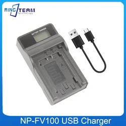 NP-FV100 NP FV30 FV50 FV60 FV70 FV100 Battery LCD Charger for Sony HDR-CX900 HDR-CX760 HDR-PJ820E FDR AX30 AX33 AX40 AX45 AX53