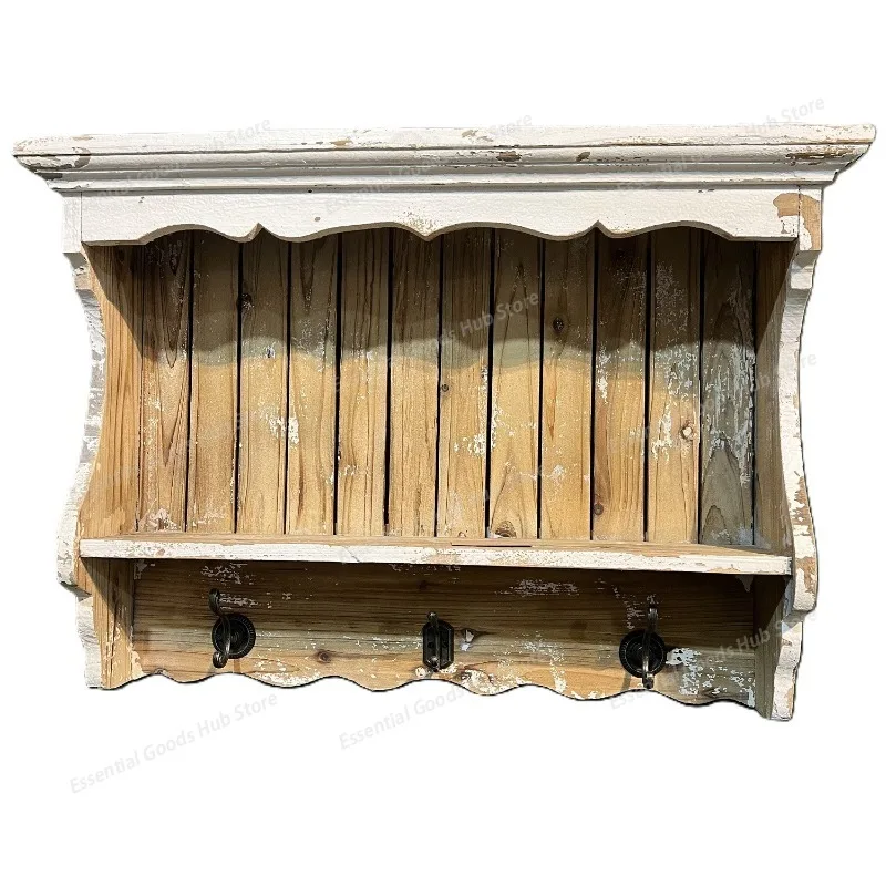 European retro solid wood wall cabinet indoor multi-functional storage shelf Japanese style outdoor gardening decoration
