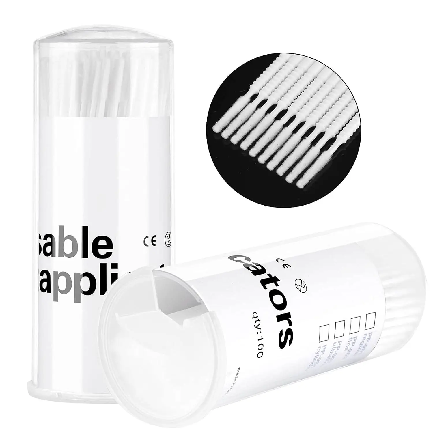 100PCS Disposable Micro Brush Applicator Microswabs for Eyelash Extension Removing Tools, Mini Cotton Swab Brushes for Makeup an