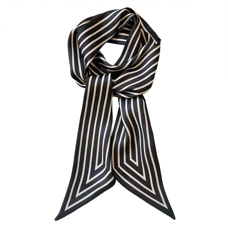 

Headband Wraps Female Neckerchief Stripe French Korean Style Small Long Scarf Hair Accessories Bag Decor