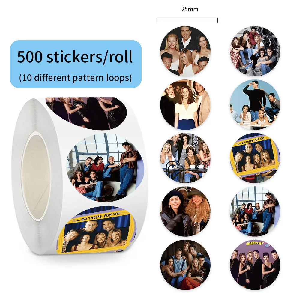500 teile/rolle Neue Klassische TV Show Freunde Cartoon Dicht Aufkleber DIY PVC Laptop Aufkleber Dekoration Stiker Belohnung Geschenk spielzeug