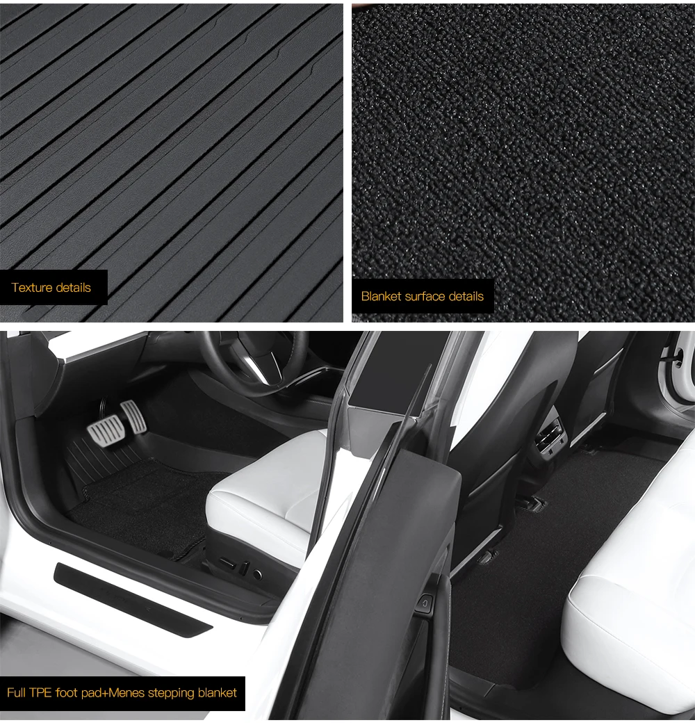 YZ For Tesla Floor Mat Model Y 2021-2026 Model 3 Highland Car Trunk Mat Luggage Mat TPE Waterproof Anti-Slip Set Floor Liner Mat