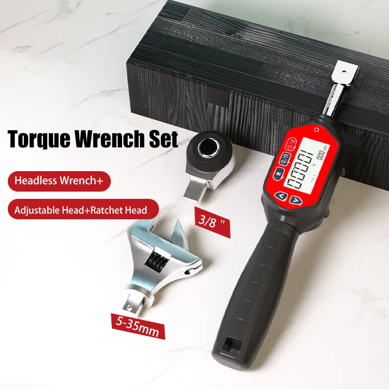 

3-100Nm Digital Torque Wrench with 3/8" Ratchet Head Adjustable Head, Buzzer & LED Alert, Precision Calibrated