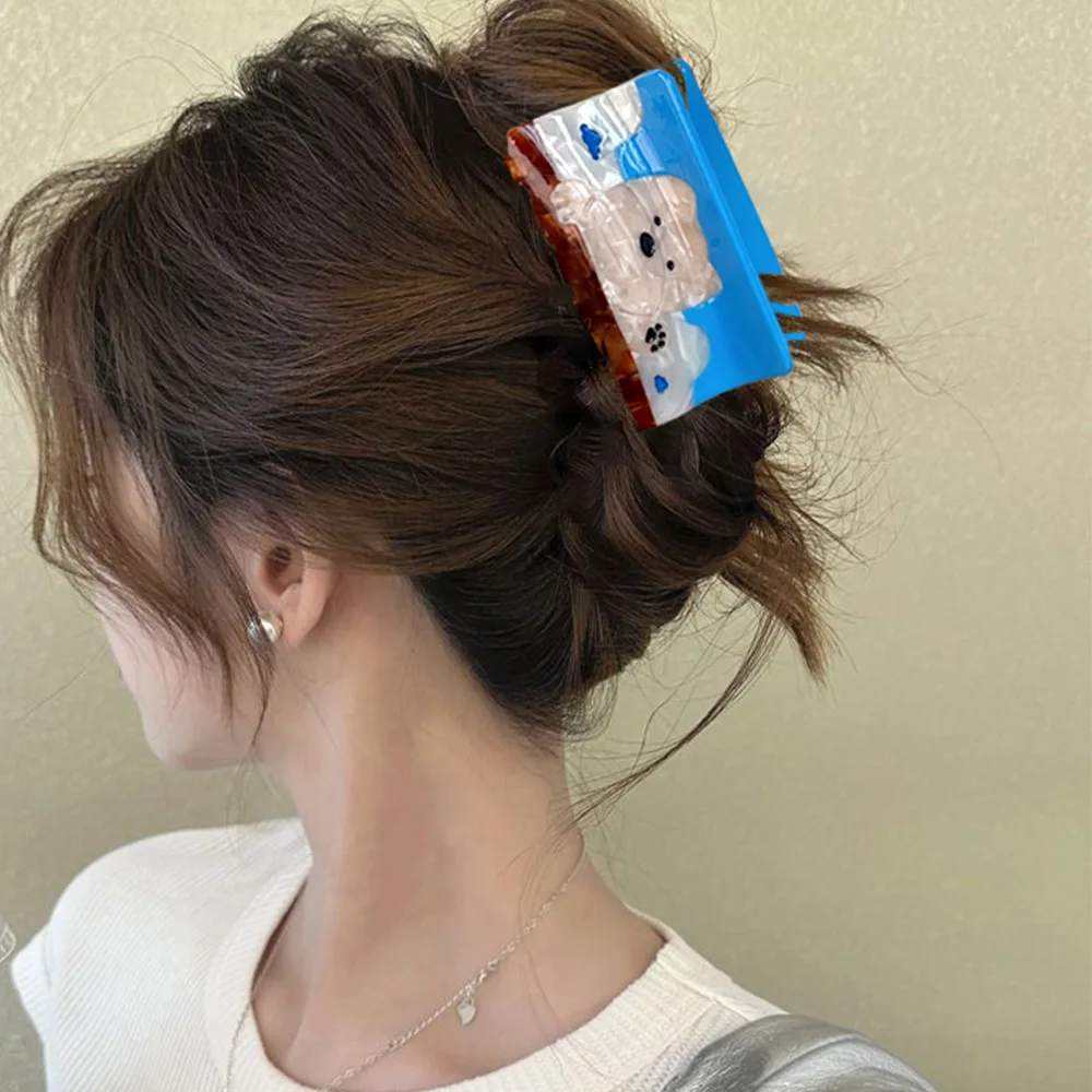 Cartoon cloud puppy grab clip rectangular hair grab cute large shark clip premium sense acetic acid hairpin jewelry