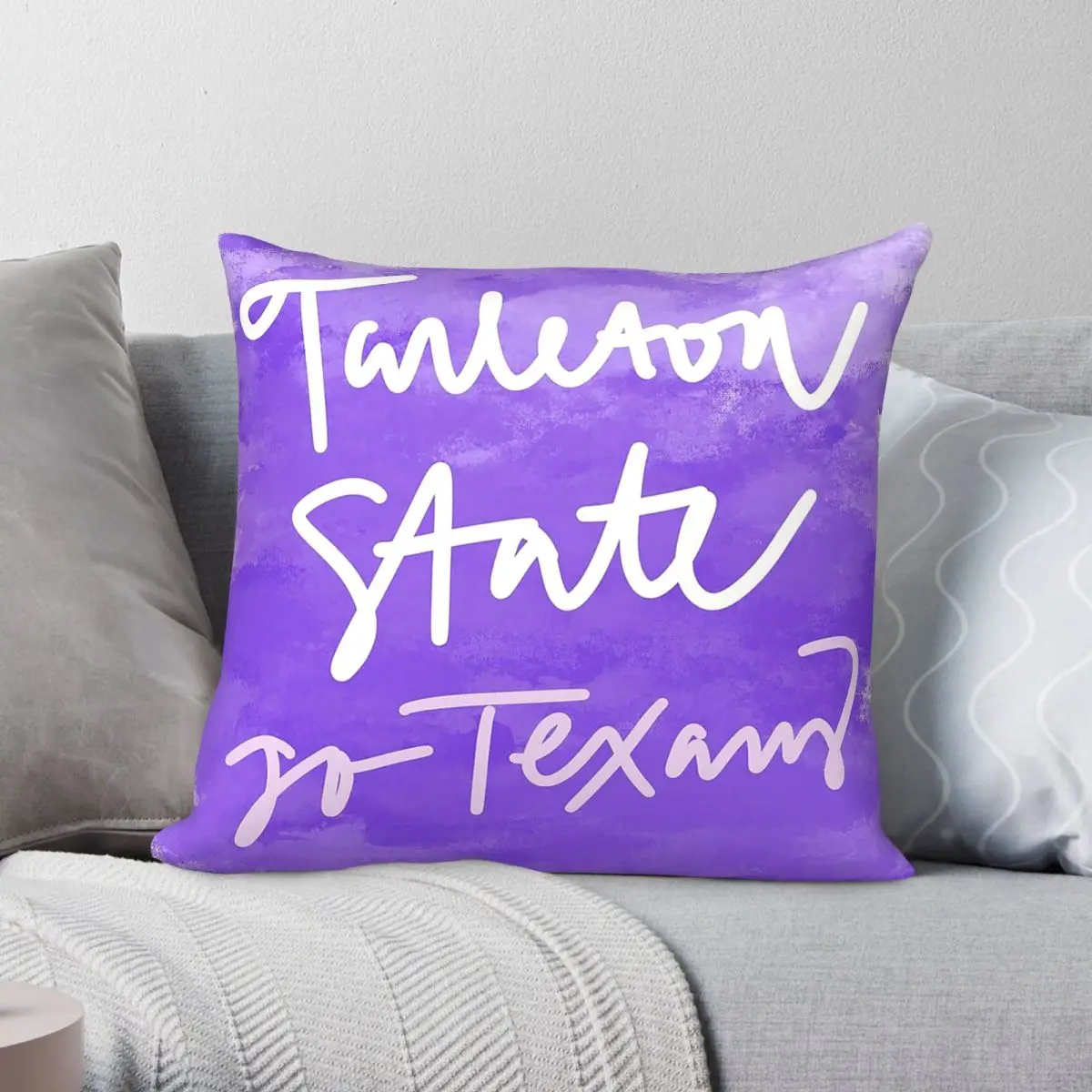 Tarleton State University Square Pillowcase Polyester Linen Velvet Pattern Zip Decor Home Cushion Cover 45x45
