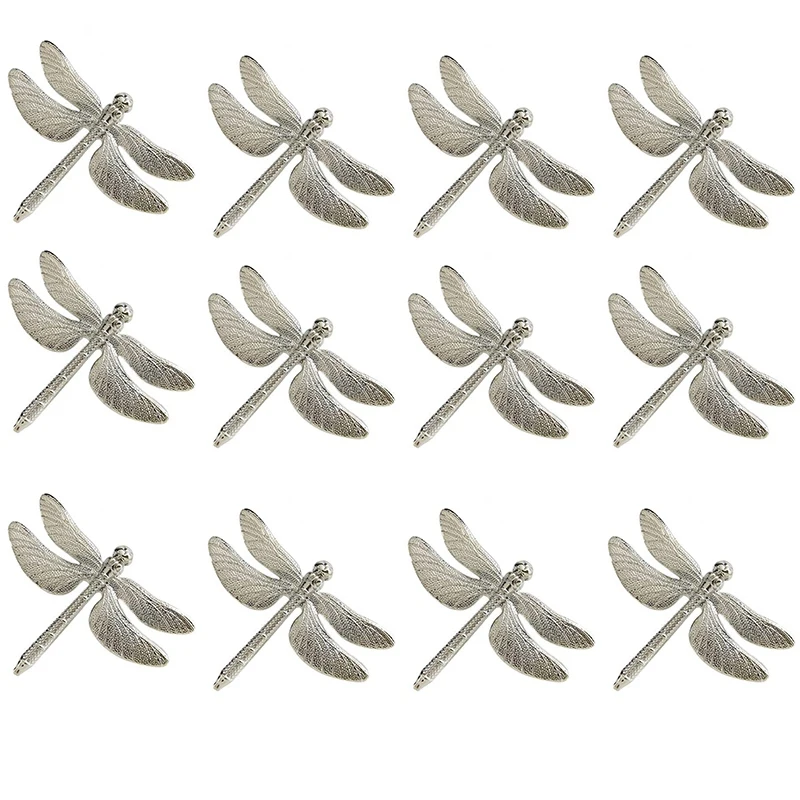 

72 Pcs Dragonfly Napkin Rings, Zinc Alloy Napkin Buckle Silver Napkin Ring For Hotel Wedding Holiday Table