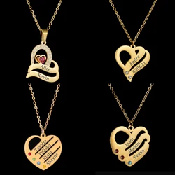 Acheerup Personalized Engrave Name Necklace for Women Kids Stainless Steel Custom Birthstone Choker Pendant Jewelry Family Gift