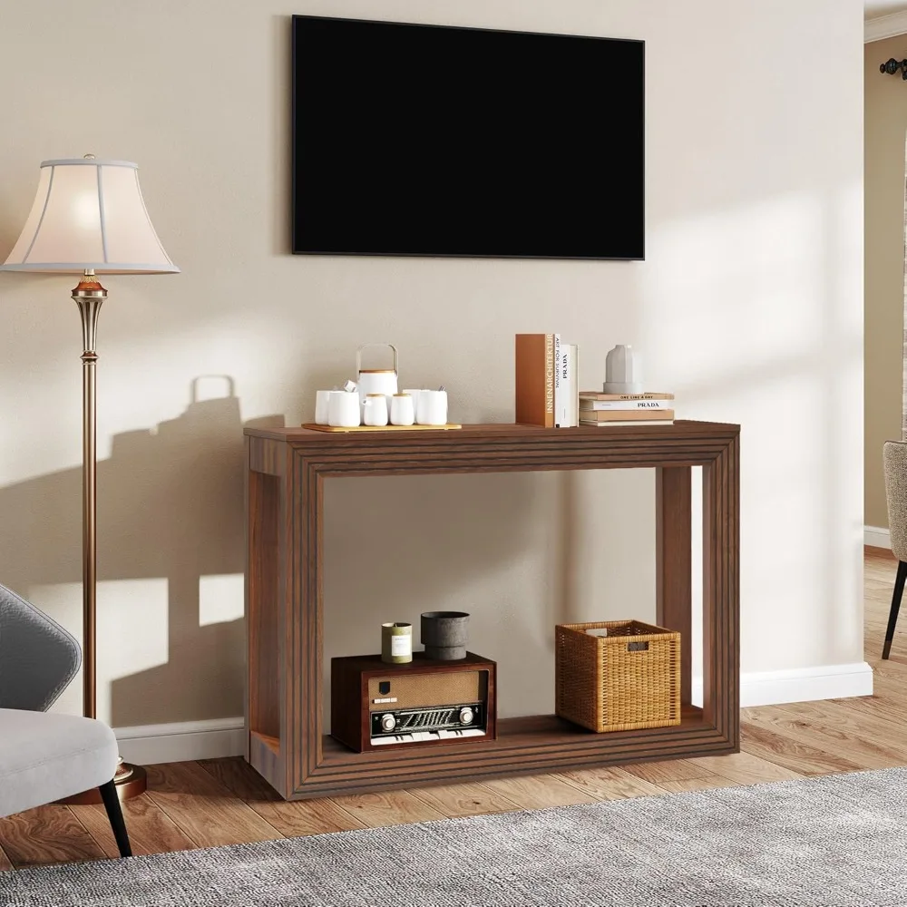 طاولة كونسول للمدخل مع رف تخزين، 43 طاولة أريكة لمنتصف القرن خلف الأريكة طويلة ونحيفة