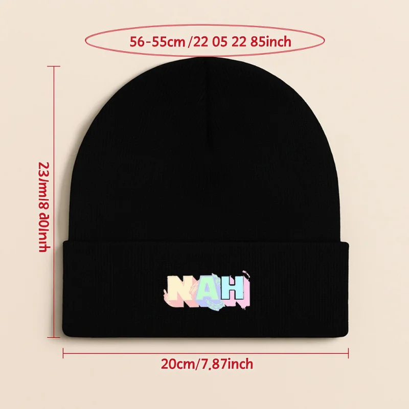 Chapéu de malha unissex ao ar livre, design urbano, estampa de letras de desenho animado, chapéu de malha quente
