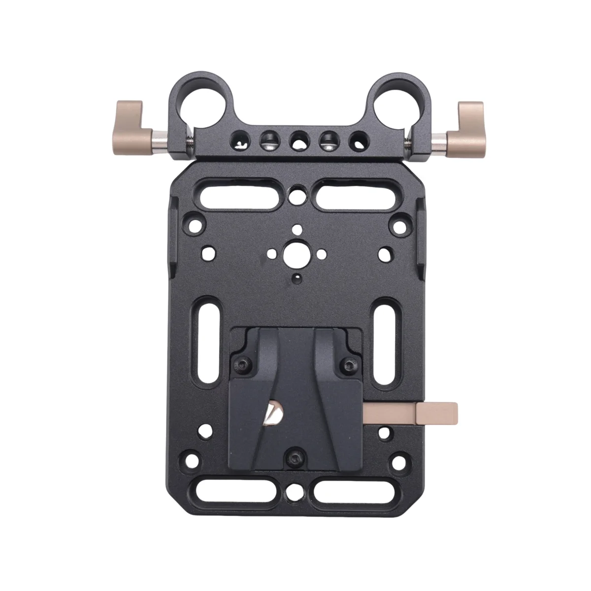 VR V Mount Battery Adapter Plate Supply Splitter with 15mm Rod Clamp with Automatic Lock Protection for DSLR Camera