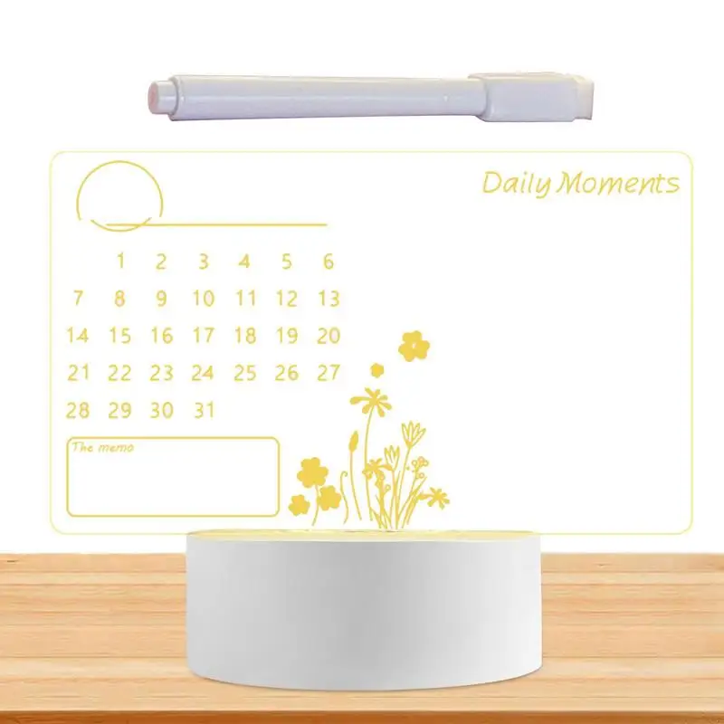 Bloc-notes transparent effaçable universel avec stylo, tableau d'affichage LED, calendrier pour bureau, école