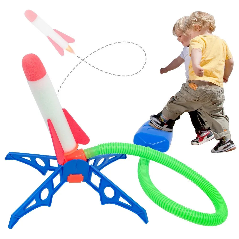 Play Set Fire A Rocket Ejection Flying Jump Sport Foot-stepping Rocket Toys Foot Transmitter Small Rockets Flash Launch Rocket