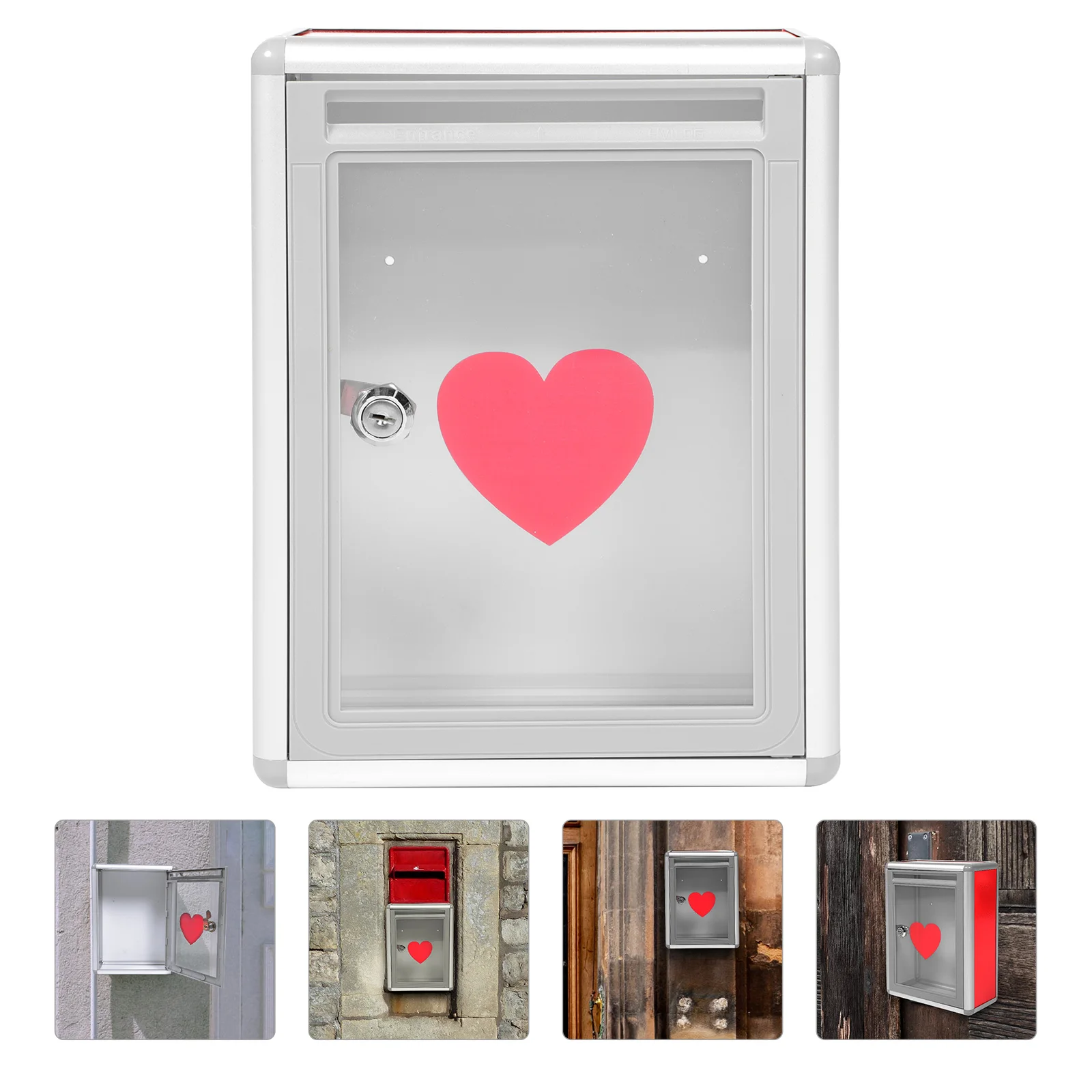 

Donation Box Lockable Mailbox Small Metal Collection Container Suggestion Letter Storage Aluminum Frame