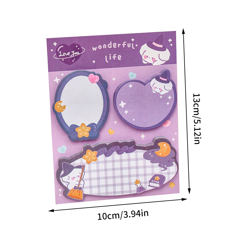 Cute Cartoon Sticky Notes, Sticky Notes, Papelaria Labels, Cartoon Notepad, Colorido, Material escolar e de escritório, 20 folhas