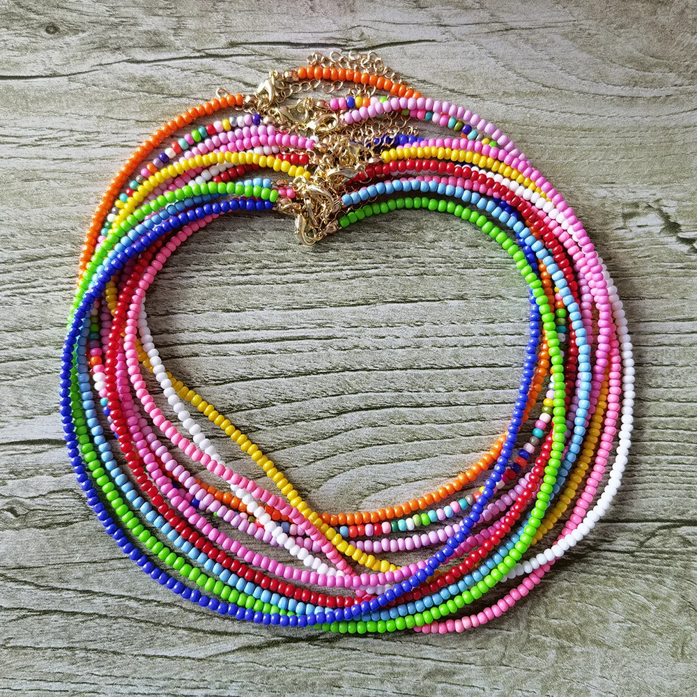 Colorful Beads Neckchain Choker Necklace for Girl New Design Collar Jewelry Wholesale Dropshipping