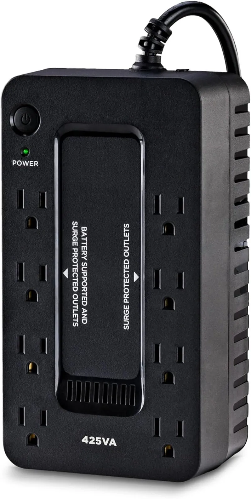 نظام ST425 الاستعداد UPS، 425VA/260W، 8 منافذ، مدمج، أسود