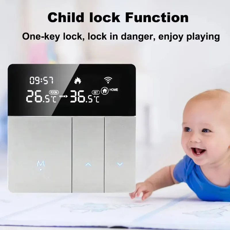 New arrivals, modern design Tuya WiFi intelligent voice control, electric gas boiler room thermostat, touch screen