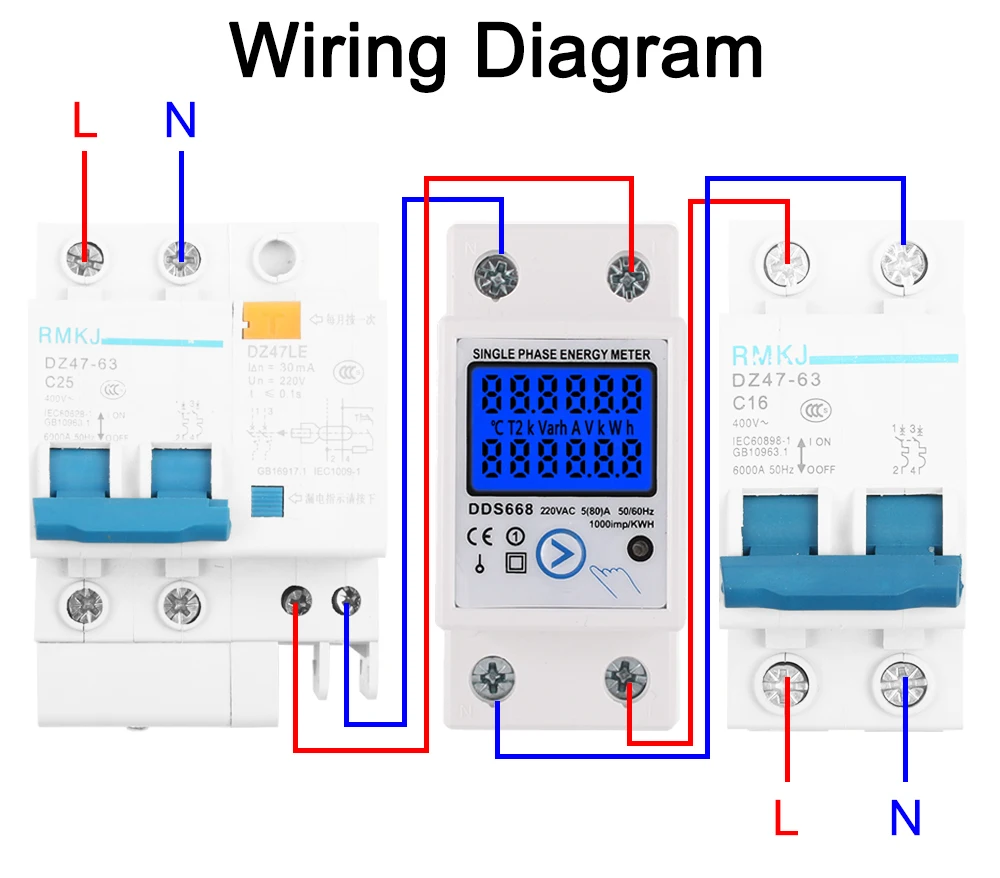 Din Rail Digital Single Phase Reset Energy Meter kWh Voltage Current Power Consumption Meter Wattmeter Electricity 220V AC110V