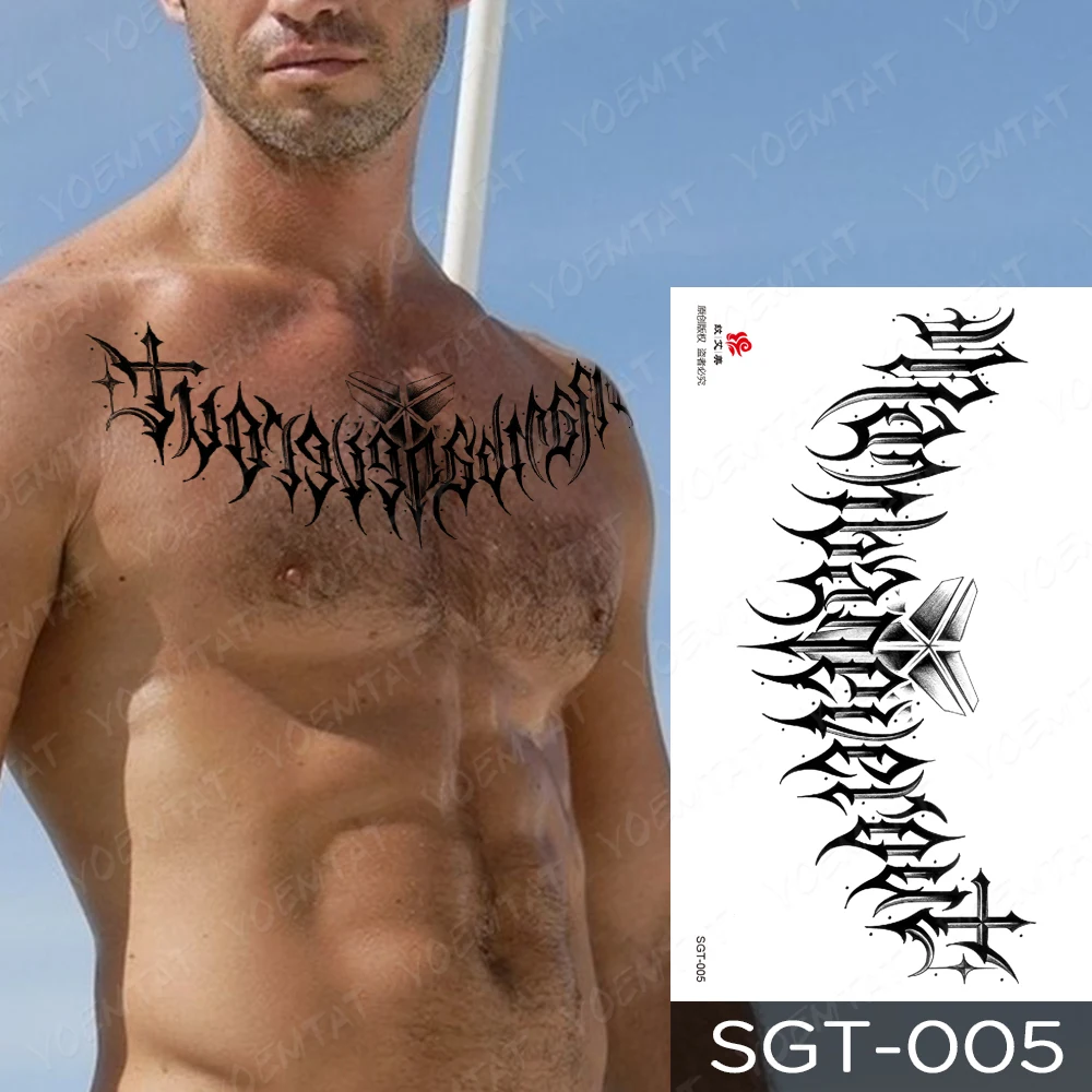 Tatouages Temporaires Imperméables pour Femme et Homme, Sexy, Grande Poitrine, Gothique, Amour, Croix, Autocollant, Taille Arrière, Dessins d'Art, Faux Tatouage