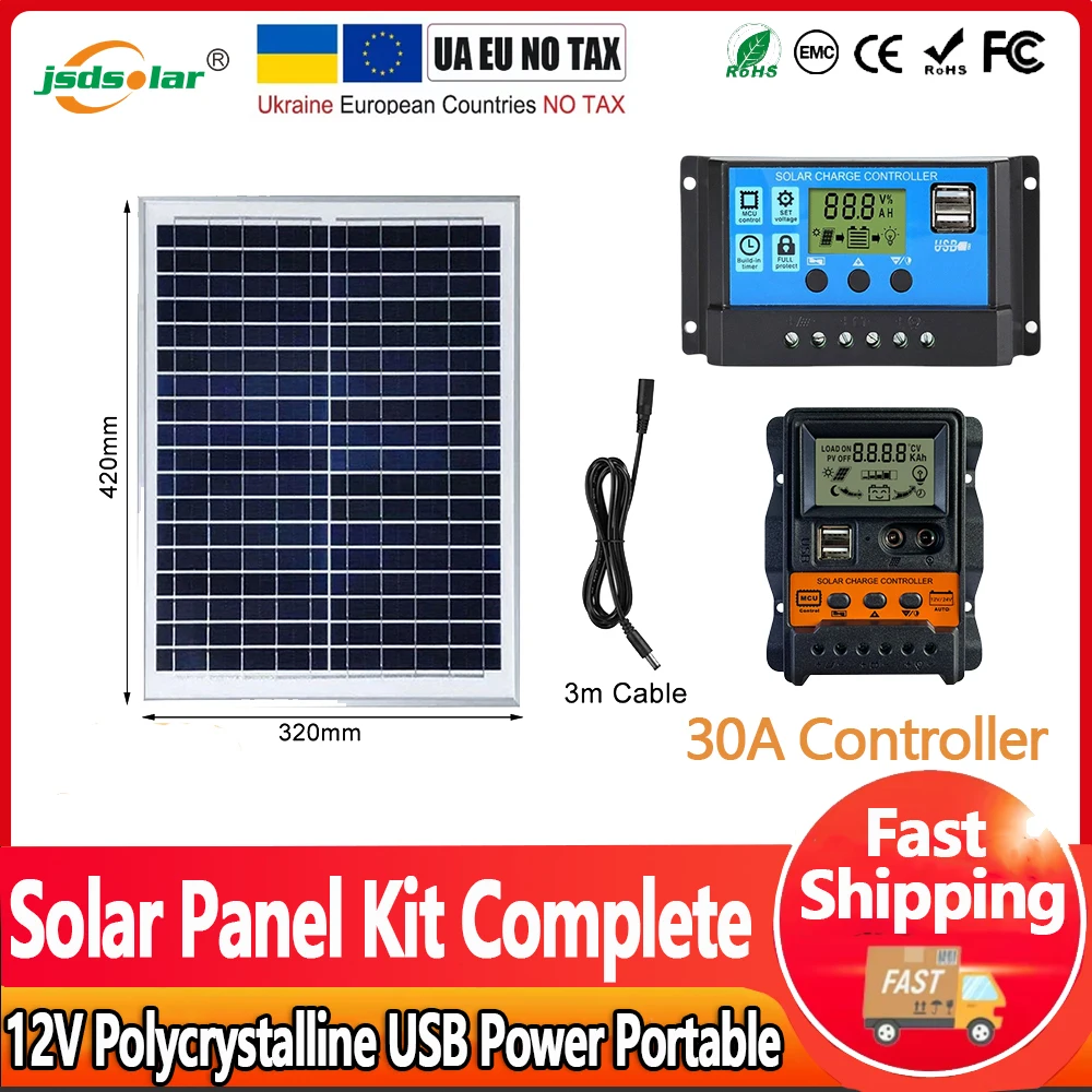 Flexible Solar Panel Kit Complete 18V Polycrystalline USB Power Portable Outdoor Rechargeable Solar Cell Generator for Home