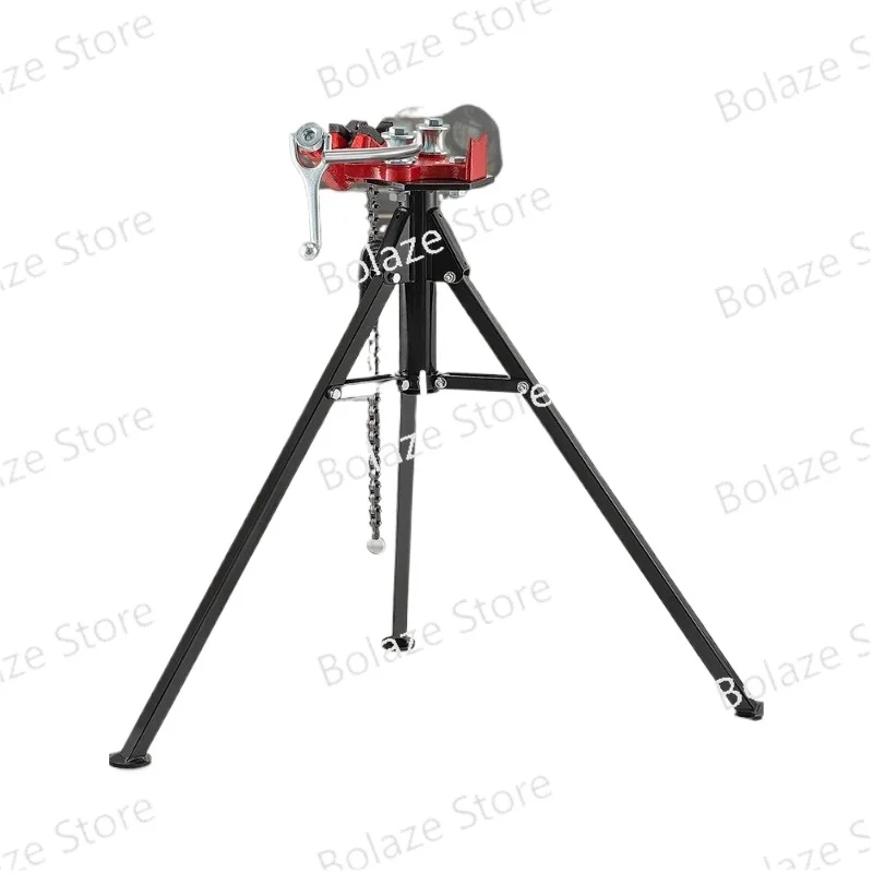 Steel Tripod Pipe Chain Vise 1/8-5in Capacity Foldable Legs Tri-Stand Bench Vice for Fixing Supporting Bending Metal Pipes