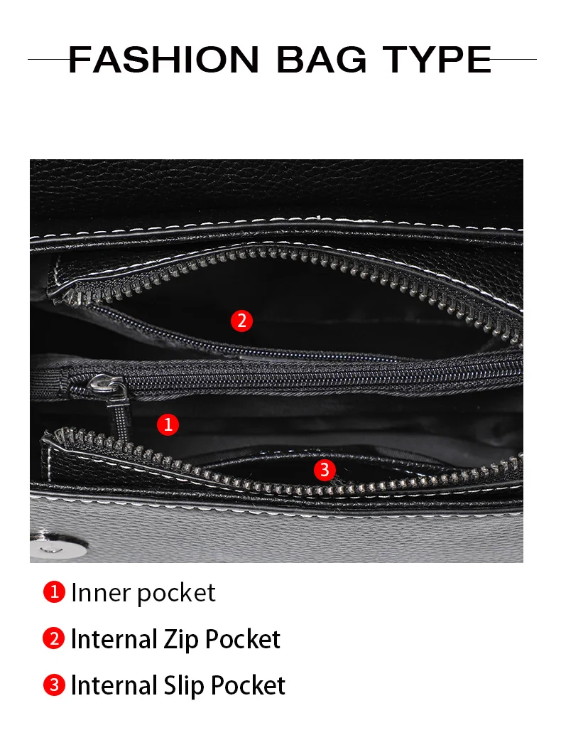 Aidrani 2026 Commuter Litchi Grain Hochwertige Kleine Schultertasche aus Leder für Damen mit Schnalle, Schwarze Kleine Quadratische Tasche – Detail 8