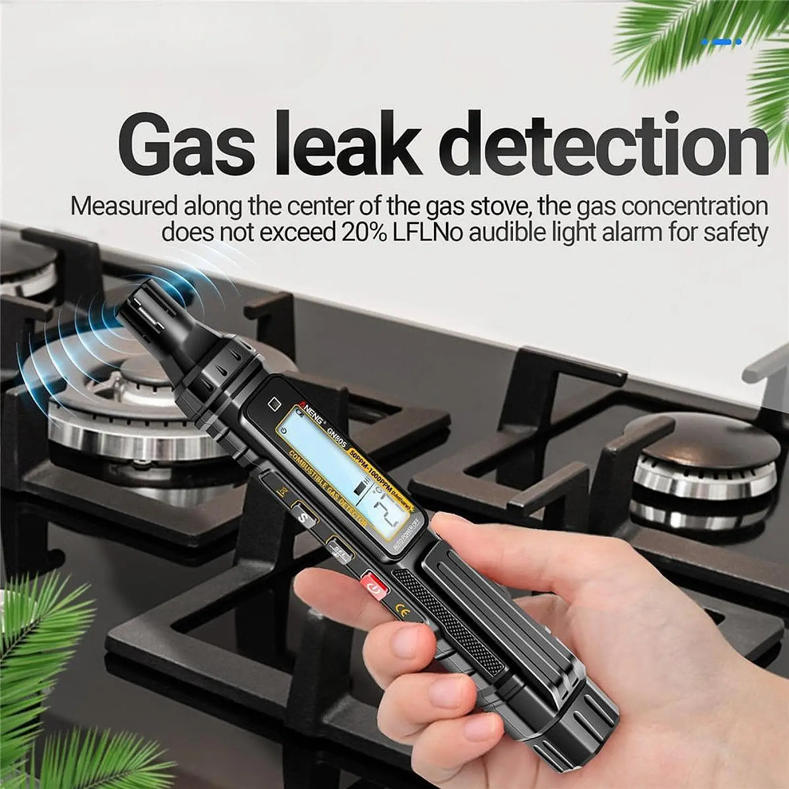 Gas Leak Detector Compact Digital Display Auto Off Gas Tester for RV Home