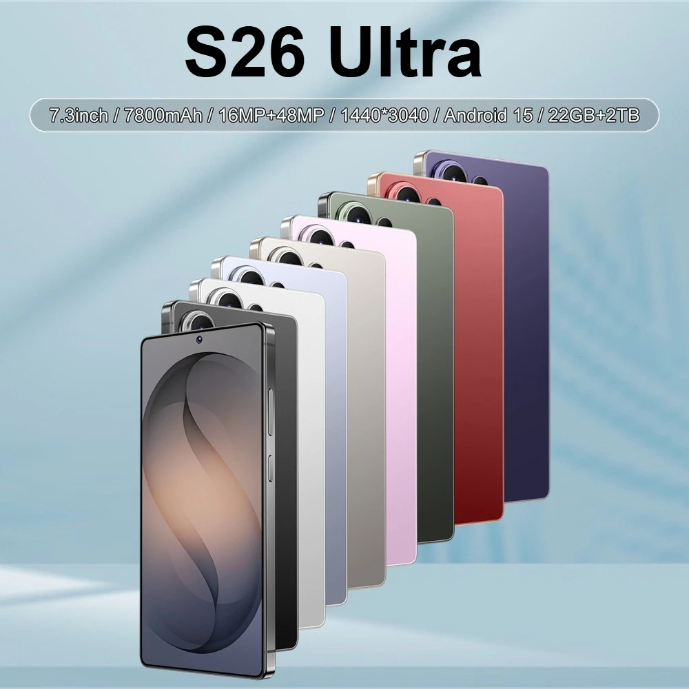 K-Touch New Smartphone Android For S26 Ultra 5G Cell Phone 7.3 Inch Full Display Mobile Phones 48MP Camera 22GB+2TB 7800mAh Battery Unlocked Android 15 Cell Phone with FM Radio GPS
