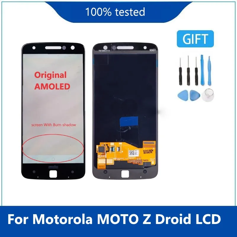 Original Display For Motorola MOTO Z Droid XT1650 XT1650-03 AMOLED LCD Touch Screen Digitizer For Moto Z XT1650 LCD Burn-shadow