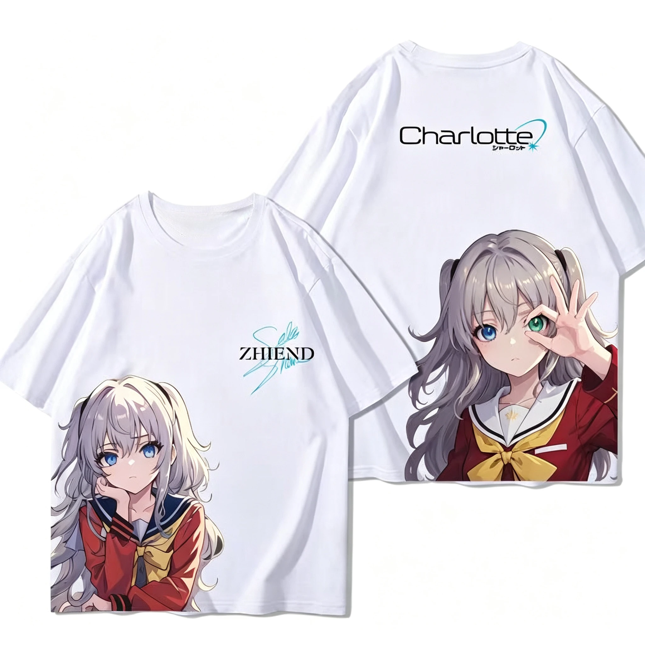 2026 New Charlotte Tomori Nao Waifu Anime T Shirt Oversized Unisex Streetwear Cotton Short Sleeve Manga Tee
