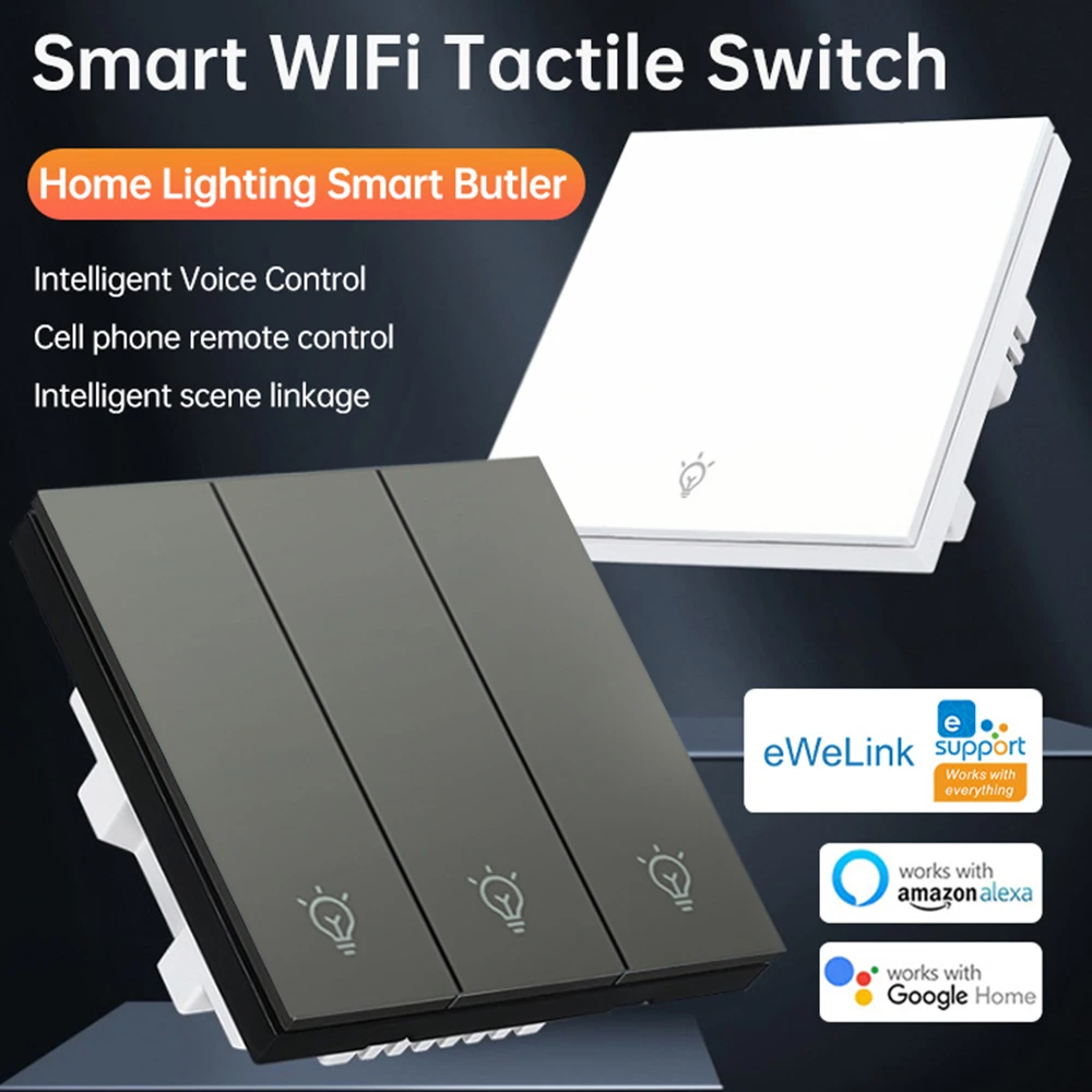 DH-315 WiFi Smart Switch Panel de Control 100-240V Teléfono Celular Interruptor de Pared de Control Remoto 1 2 3 Soporte Alexa Google Vida Inteligente APP