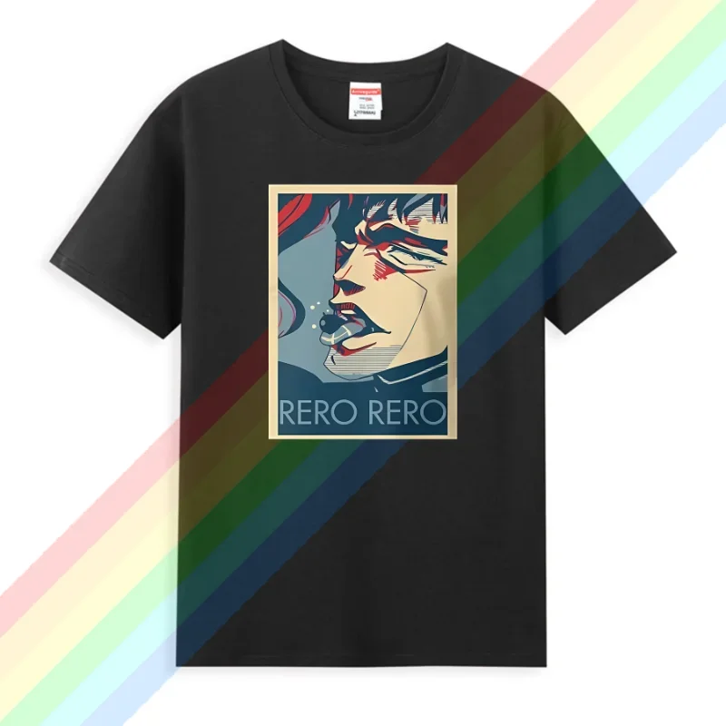 

2024 Summer Graphic Short Sleeve T Shirt Rero Kakyoin Printed T-Shirt Fashion Cool Men Streetwear Funny heavyweight Cool Tee