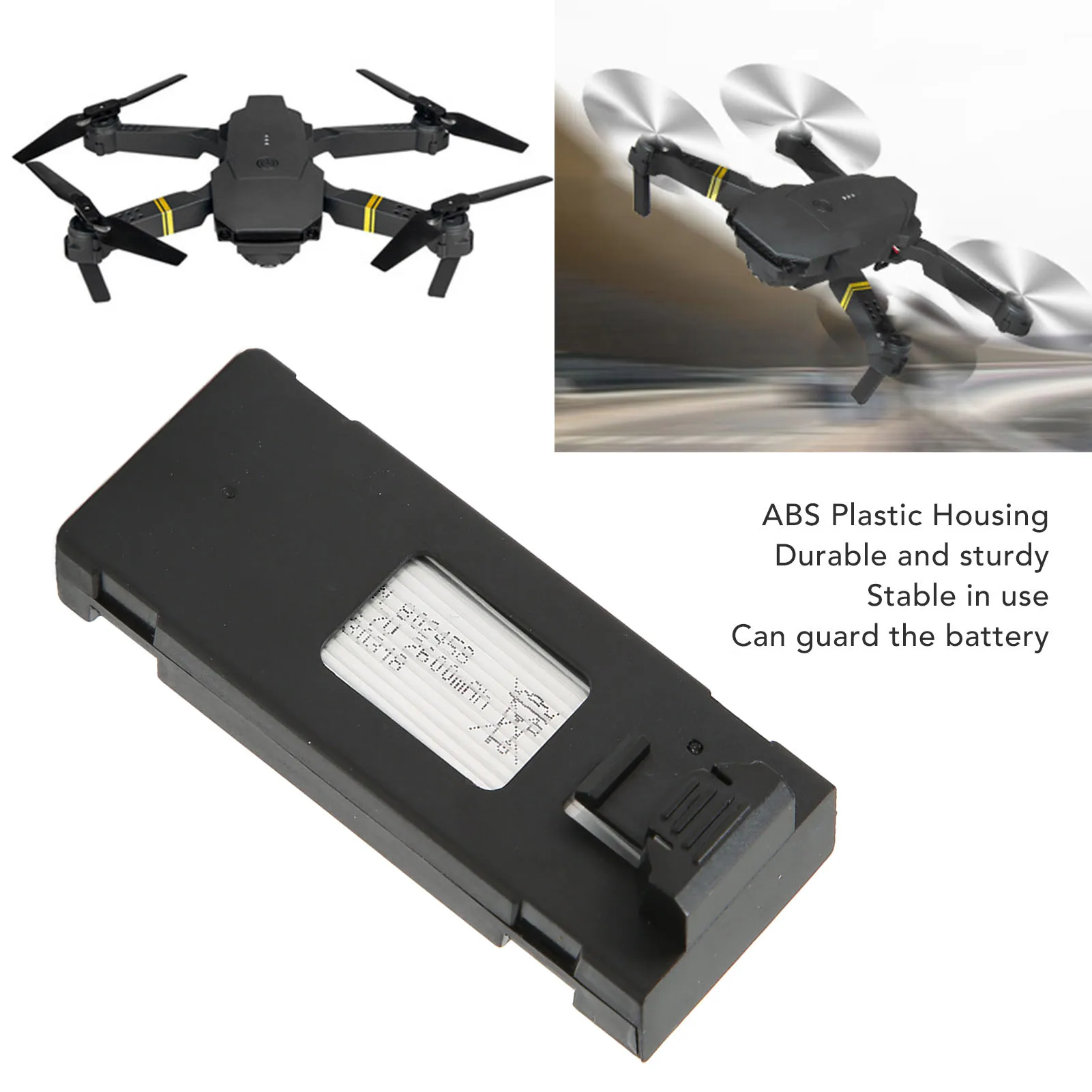 3.7V 2600mAh RC Drone Battery Stable UAV Replacement Battery for E88 E88PRO E88MAX E525 E99 E99PRO P1 P5PRO K3 S1 P8