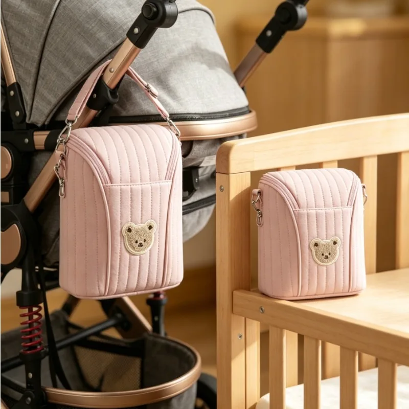 

Large Capacity Insulated Bottle Storage Bag Bear Style Breast Milk Cooler Bag Portable Breast Pump Bag Stroller Hanging