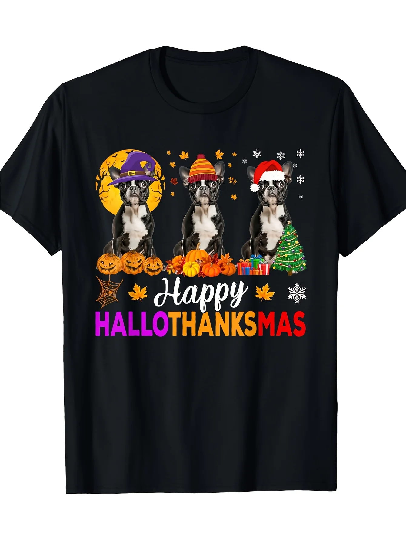 

Funny Boston Terrier Dog Halloween Christmas T-Shirt 100% Cotton O-Neck Short Sleeve Summer Casual Mens T-shirt Streetwear