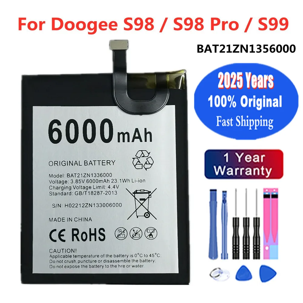

100% оригинальный аккумулятор S98Pro для Doogee S98 Pro S99, 6000 мАч, аккумулятор для мобильного телефона, быстрая доставка + инструменты
