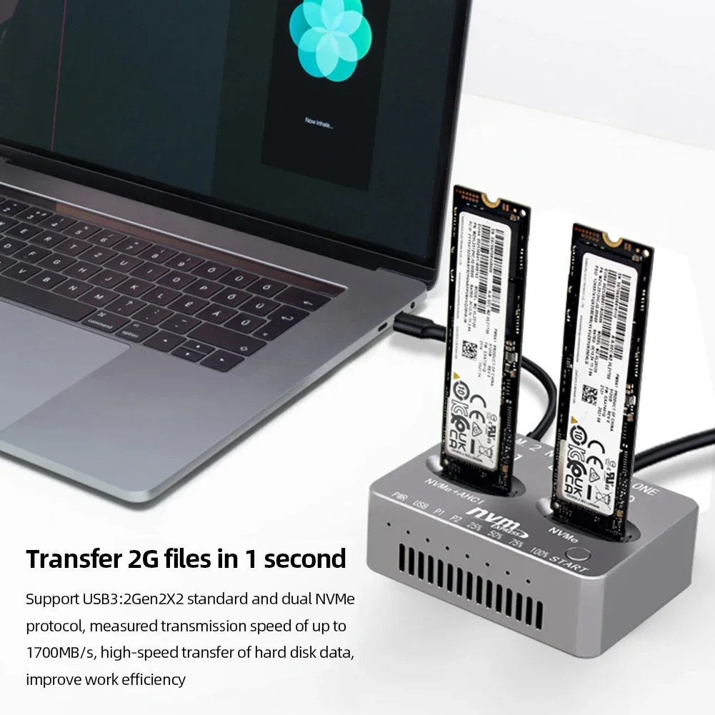 Внешний жесткий диск M.2 NVME SSD Clone USB3.2 Type C с двумя отсеками Gen2X 20 Гбит/с M/B M Key M.2 M.3 NVME PCI-E для M2 SSD M Key SSD